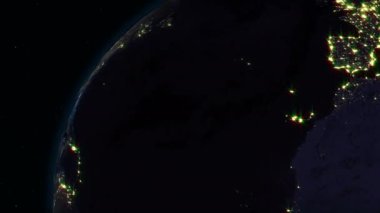 Gerçekçi dünya (döngü) uzayda döndürme. Gezegen dünya görünür değişikliği gün ve gece, sorunsuz döngü içinde doğru döndürme. Gece aydınlatma ile şehirler