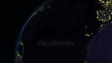 Gerçekçi dünya (döngü) uzayda döndürme. Gezegen dünya görünür değişikliği gün ve gece, sorunsuz döngü içinde doğru döndürme. Gece aydınlatma ile şehirler