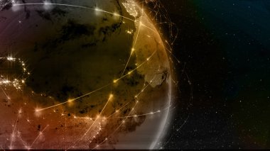 3D render soyut kavram küresel ağ. Internet ve global iletişim, küresel iş ve taşıma iletişim Earth. Nasa tarafından döşenmiş bu görüntü unsurları