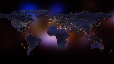 3D render soyut dünya ağı, internet ve genel bağlantı kavramı. Nasa tarafından döşenmiş bu görüntü unsurları