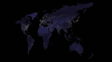 Dünya gezegeninin 3D render. Kıta, şehirler, sınırları denizler ve okyanuslar görebilirsiniz. Nasa tarafından döşenmiş bu görüntü unsurları