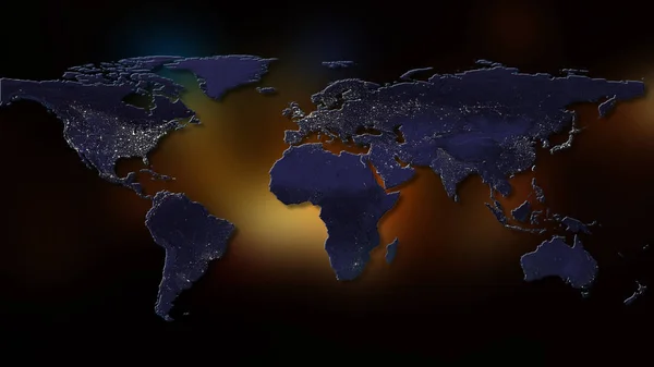 Representación Del Planeta Tierra Pueden Ver Continentes Ciudades Las Fronteras — Foto de Stock