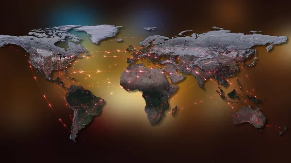 Рендеринг Абстрактная Мировая Сеть Интернет Глобальная Концепция Подключения Элементы Этого — стоковое фото