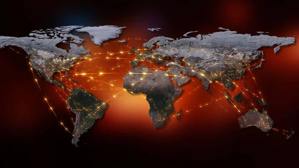 Representación Abstracta Red Mundial Internet Concepto Conexión Global Elementos Esta — Foto de Stock