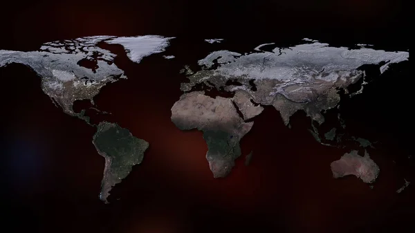 Renderowania Planety Ziemi Widać Kontynenty Miasta Granice Mórz Oceanów Elementy — Zdjęcie stockowe