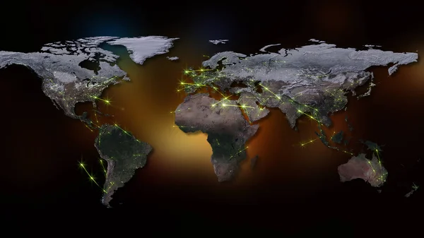 Рендеринг Абстрактная Мировая Сеть Интернет Глобальная Концепция Подключения Элементы Этого — стоковое фото