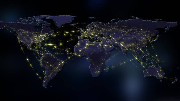 3D rendering of the best concept of the global network, the Internet, global communication, business, traffic flows. Elements of this image furnished by NASA