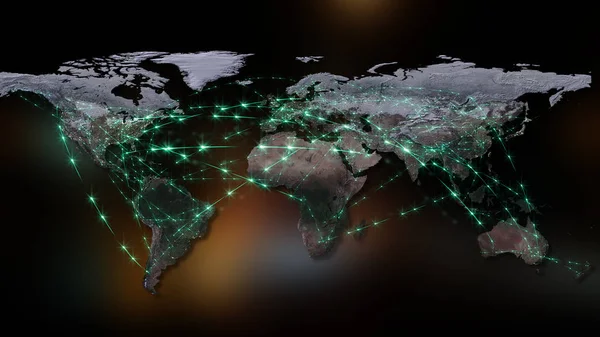 Render Küresel Iyi Kavramı Internet Küresel Iletişim Trafik Akar Nasa — Stok fotoğraf