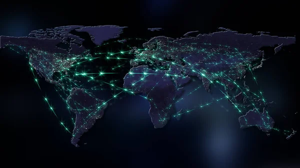 渲染全球网络 互联网 全球通讯 交通流量的最佳概念 Nasa 提供的这个图像的元素 — 图库照片