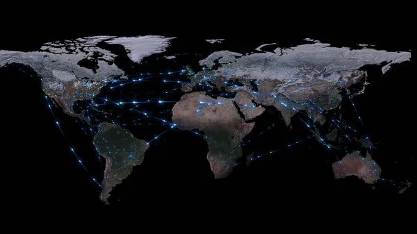 Renderização Melhor Conceito Rede Global Internet Comunicação Global Negócios Fluxos — Fotografia de Stock