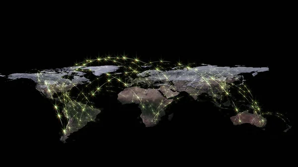 インターネット グローバル コミュニケーション ビジネス グローバル ネットワークの最高の概念の レンダリング トラフィックします Nasa から提供されたこのイメージの要素 — ストック写真
