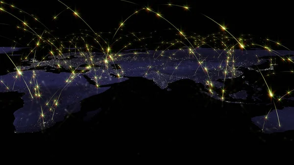 Render Küresel Iyi Kavramı Internet Küresel Iletişim Trafik Akar Nasa — Stok fotoğraf