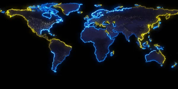 Representación Del Contorno Del Planeta Tierra Pueden Ver Continentes Fronteras — Foto de Stock