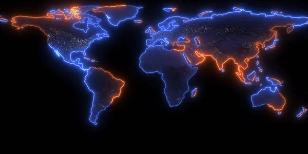 Representación Del Contorno Del Planeta Tierra Pueden Ver Continentes Fronteras — Foto de Stock