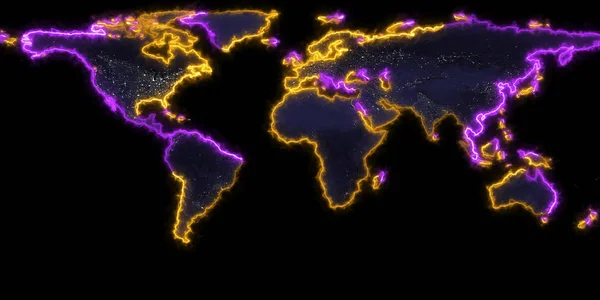 Renderização Contorno Planeta Terra Você Pode Ver Continentes Fronteiras Dos — Fotografia de Stock