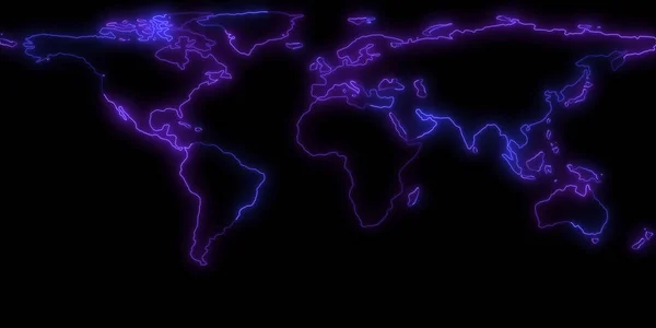 Darstellung Der Umrisse Des Planeten Erde Sehen Sie Kontinente Grenzen — Stockfoto