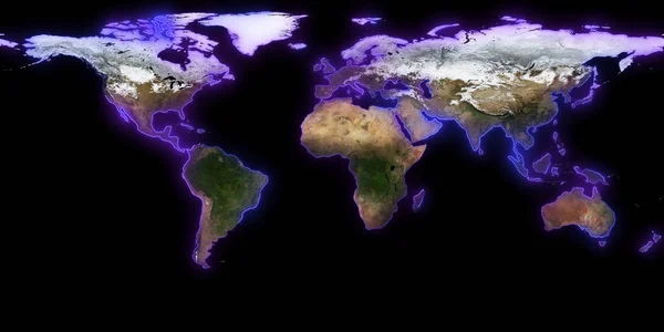 Rendu Planète Terre Vous Pouvez Voir Les Continents Les Villes — Photo