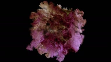 Renk 3D duman patlama shockwave etkisi ve farklı dalga siyah arka plan üzerine izole. Renkli soyut duman patlama animasyon. En iyi fotoğraf makinesi görünümünü yukarıda. Alfa kanalı olduğunu