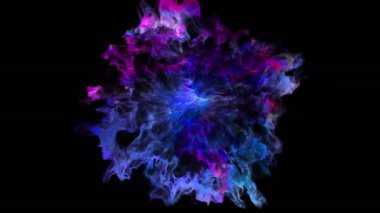 Renk 3D duman patlama shockwave etkisi ve farklı dalga siyah arka plan üzerine izole. Renkli soyut duman patlama animasyon. En iyi fotoğraf makinesi görünümünü yukarıda. Alfa kanalı olduğunu