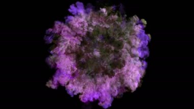 Renk 3D duman patlama shockwave etkisi ve farklı dalga siyah arka plan üzerine izole. Renkli soyut duman patlama animasyon. En iyi fotoğraf makinesi görünümünü yukarıda. Alfa kanalı olduğunu