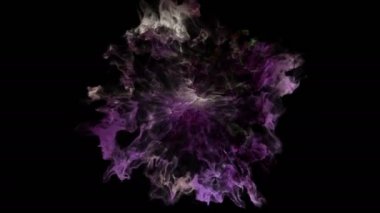 Renk 3D duman patlama shockwave etkisi ve farklı dalga siyah arka plan üzerine izole. Renkli soyut duman patlama animasyon. En iyi fotoğraf makinesi görünümünü yukarıda. Alfa kanalı olduğunu