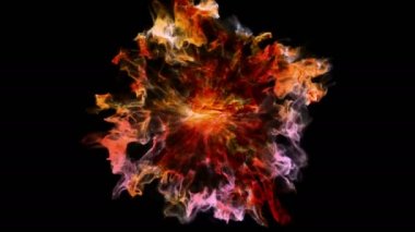 Renk 3D duman patlama shockwave etkisi ve farklı dalga siyah arka plan üzerine izole. Renkli soyut duman patlama animasyon. En iyi fotoğraf makinesi görünümünü yukarıda. Alfa kanalı olduğunu