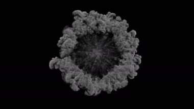 3D duman patlama shockwave etkisi ve farklı dalga siyah arka plan üzerine izole. soyut duman patlama animasyon. En iyi fotoğraf makinesi görünümünü yukarıda