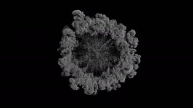 3D duman patlama shockwave etkisi ve farklı dalga siyah arka plan üzerine izole. soyut duman patlama animasyon. En iyi fotoğraf makinesi görünümünü yukarıda