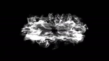 3D duman patlama shockwave etkisi ve farklı dalga siyah arka plan üzerine izole. soyut duman patlama animasyon. En iyi fotoğraf makinesi görünümünü yukarıda