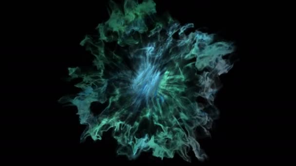 彩色3D 烟雾爆炸冲击波效应和发散波隔离在黑色背景上 彩色抽象烟雾爆炸动画 上面的摄像头视图 有一个 Alpha — 图库视频影像