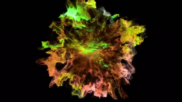 彩色3D 烟雾爆炸冲击波效应和发散波隔离在黑色背景上 彩色抽象烟雾爆炸动画 上面的摄像头视图 有一个 Alpha — 图库视频影像
