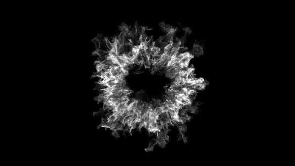 Efectul Undă Șoc Exploziei Fum Unda Divergentă Izolată Fundal Negru — Videoclip de stoc