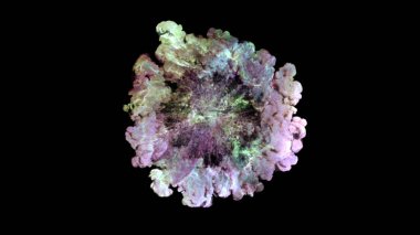 patlama, duman, şok dalgası ve ıraksak dalgalar, 3D render siyah arka plan üzerine izole. Üstten kameranın görüş