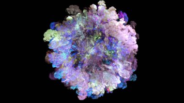 patlama, duman, şok dalgası ve ıraksak dalgalar, 3D render siyah arka plan üzerine izole. Üstten kameranın görüş