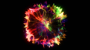 patlama, duman, şok dalgası ve ıraksak dalgalar, 3D render siyah arka plan üzerine izole. Üstten kameranın görüş