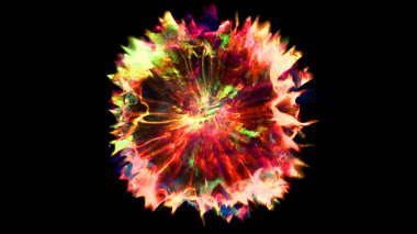 patlama, duman, şok dalgası ve ıraksak dalgalar, 3D render siyah arka plan üzerine izole. Üstten kameranın görüş