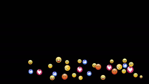 Flygande Emoji Att Lägga Video Dra Bara Och Släpp Videon — Stockvideo