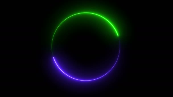 抽象的な明るいネオンフレーム 円を描くように輝くネオンラインの動き Webバックグラウンドレーザーショーループ状に — ストック動画