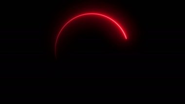 Soyut parlak neon çerçeve. Aydınlık neon hattının dairesel yoldaki hareketi. Web arka plan lazer gösterisi. döngülenmiş