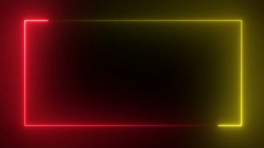 Soyut parlak neon çerçeve. Aydınlık neon çizgisinin dikdörtgen bir yol boyunca hareketi. Web arka plan lazer gösterisi. döngülenmiş