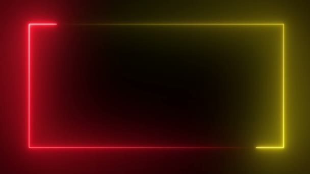 Abstract Bright Neon Frame Movement Luminous Neon Line Rectangular Path — Stock Video