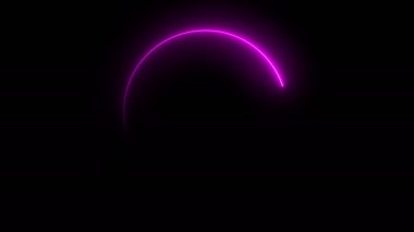 Soyut parlak neon çerçeve. Aydınlık neon hattının dairesel yoldaki hareketi. Web arka plan lazer gösterisi. döngülenmiş