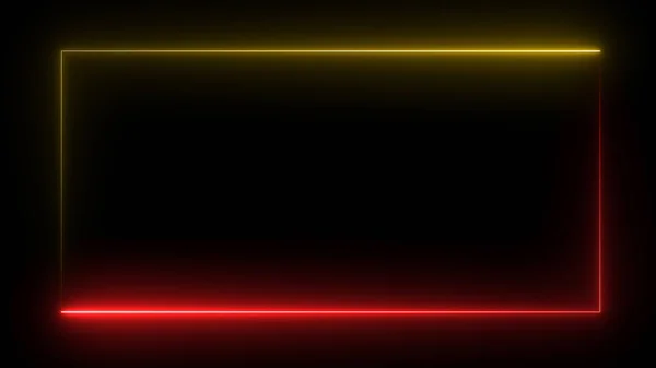 3D-återgivning av en abstrakt ljus neon rektangulär ram. Laser teknik bakgrund design — Stockfoto