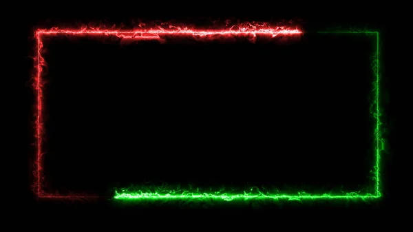 Egy absztrakt, fényes neon téglalap alakú keret 3D-s ábrázolása. Lézertechnológiai háttér tervezés — Stock Fotó