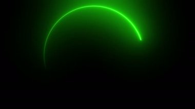 Soyut parlak neon çerçeve. Aydınlık neon hattının dairesel yoldaki hareketi. Web arka plan lazer gösterisi. döngülenmiş