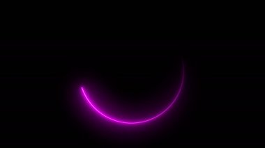 Soyut parlak neon çerçeve. Aydınlık neon hattının dairesel yoldaki hareketi. Web arka plan lazer gösterisi. döngülenmiş