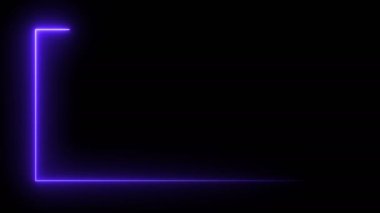 Soyut parlak neon çerçeve. Aydınlık neon çizgisinin dikdörtgen bir yol boyunca hareketi. Web arka plan lazer gösterisi. döngülenmiş
