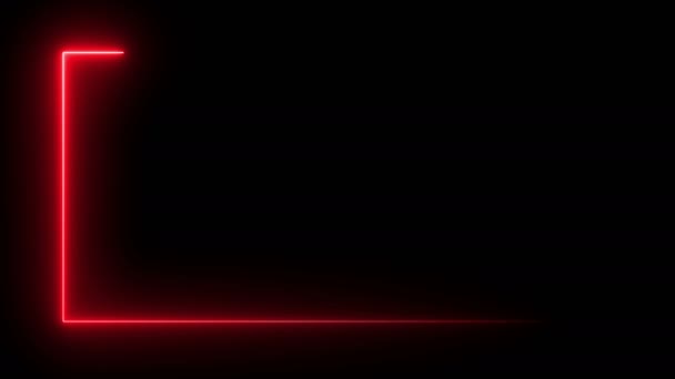 Streszczenie Jasnej Neonowej Ramki Ruch Świecącej Neonowej Linii Wzdłuż Prostokątnej — Wideo stockowe