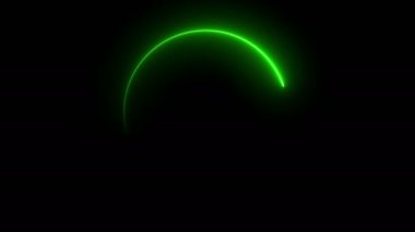 Soyut parlak neon çerçeve. Aydınlık neon hattının dairesel yoldaki hareketi. Web arka plan lazer gösterisi. döngülenmiş
