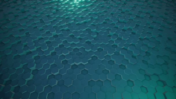 Una Superficie Geométrica Hexagonal Abstracta Mueve Cíclicamente Espacio Virtual Vibraciones — Vídeo de stock
